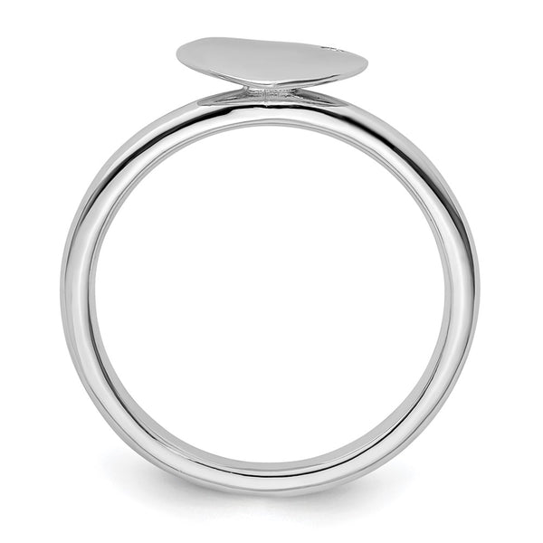 Rhodium-Plated Heart Diamond Ring - 14K Silver, Stackable