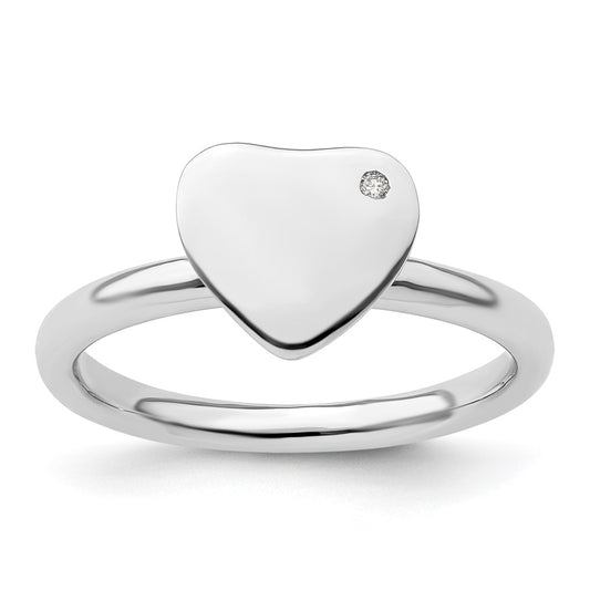 Buy Stylish Rhodium-Plated Heart Diamond Ring in Sterling Silver - 14K Luxury