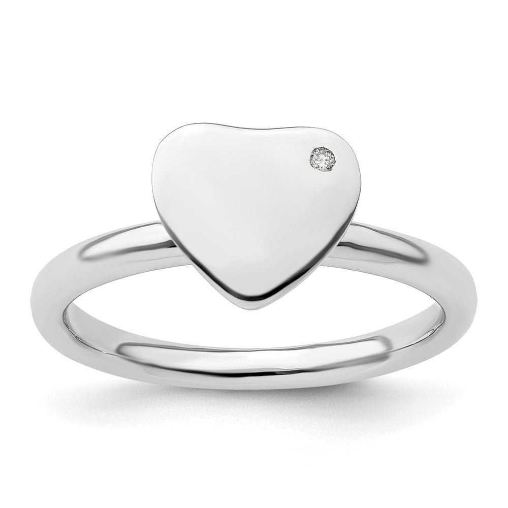 Shop Stylish Rhodium-Plated Heart Diamond Ring in Sterling Silver - 14K Value