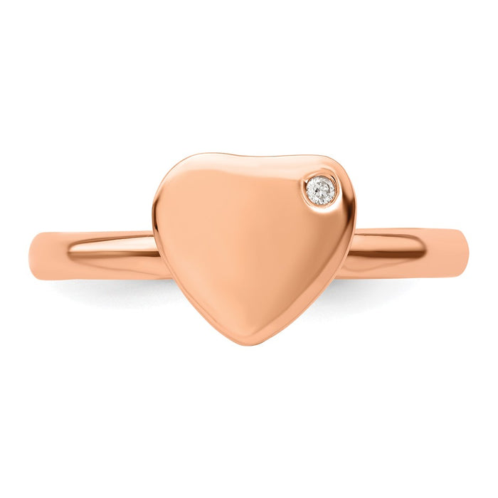 Designer Rose Gold-Plated Heart Diamond Ring - 14K Silver, Affordable Luxury-4
