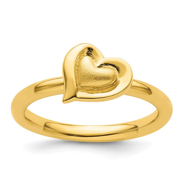 Gold-Plated Heart Ring in Sterling Silver - Stackable Expressions