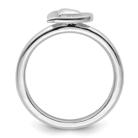 Exclusive Rhodium-Plated Sterling Silver Stackable Heart Ring - Stylish Value