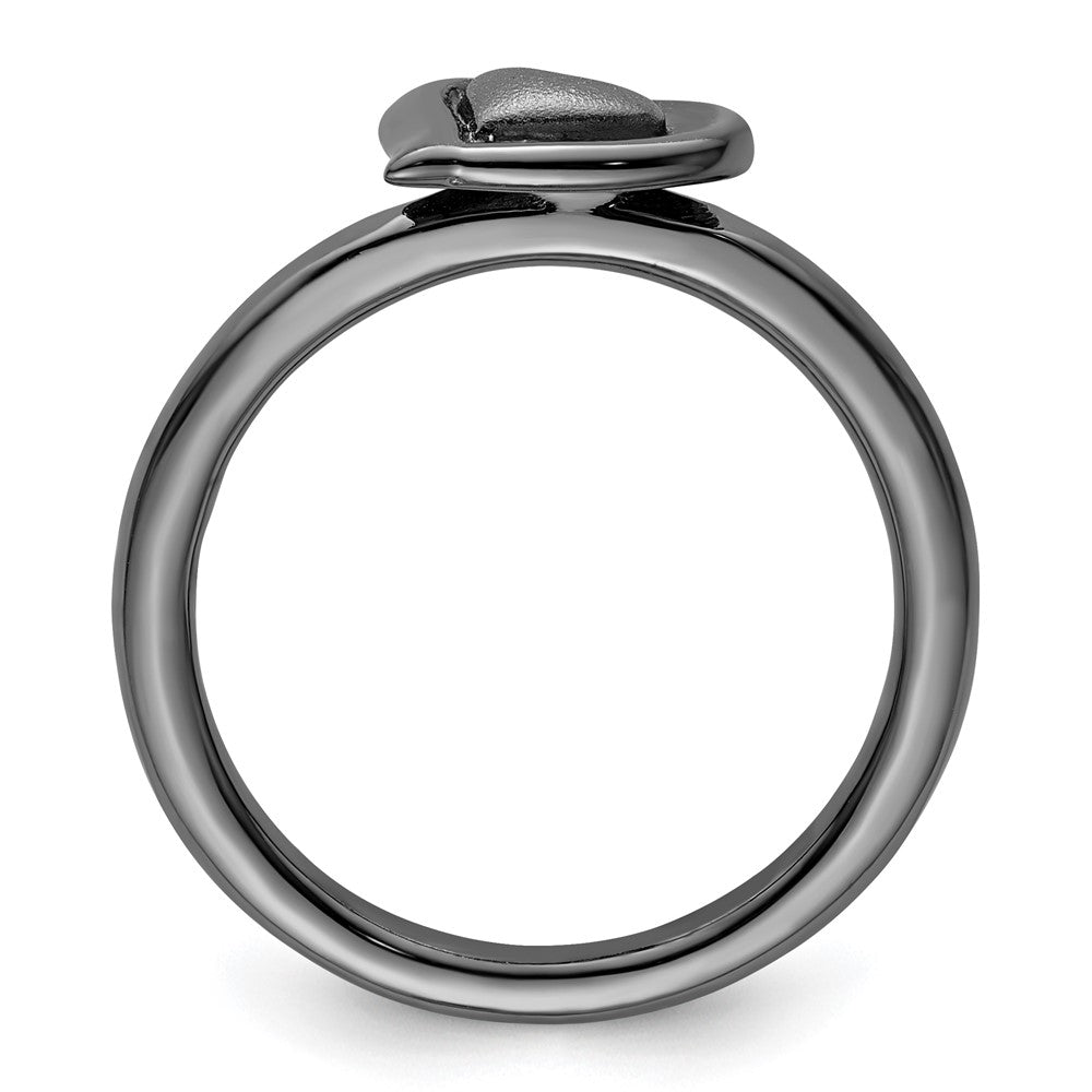 Exclusive Black-Plated Heart Ring in Sterling Silver - Stylish Stackable Design