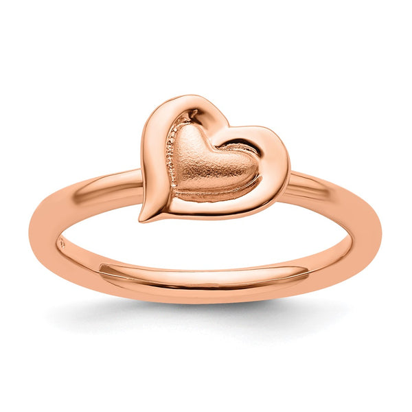 Pink-Plated Heart Ring in Sterling Silver - Stackable Expressions