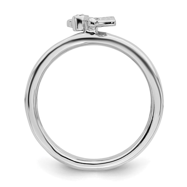 Rhodium-Plated Sterling Silver Butterfly Ring with Diamond Accent