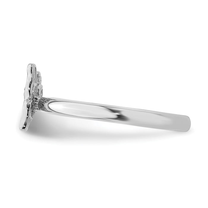 Buy Stylish Rhodium-Plated Sterling Silver Butterfly Ring with Diamond Accent-3