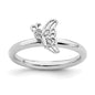 Buy Stylish Rhodium-Plated Sterling Silver Butterfly Ring - Diamond Accents-1