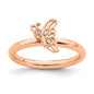 Exclusive Sterling Silver Stackable Butterfly Ring with Diamond Accent - Stylish & Affordable-1