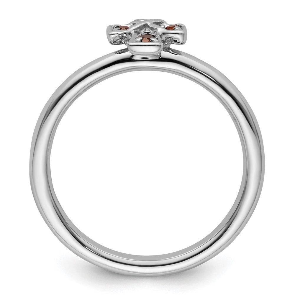 Shop Stylish Rhodium-Plated Sterling Silver Stackable Garnet Cross Ring