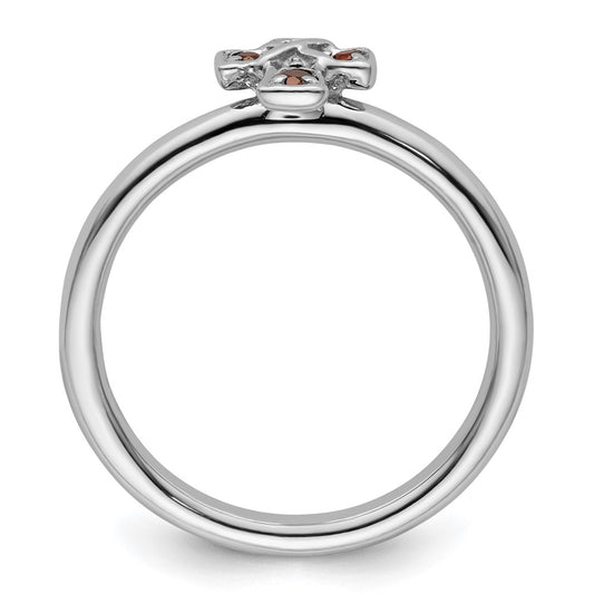 Shop Stylish Rhodium-Plated Sterling Silver Stackable Garnet Cross Ring