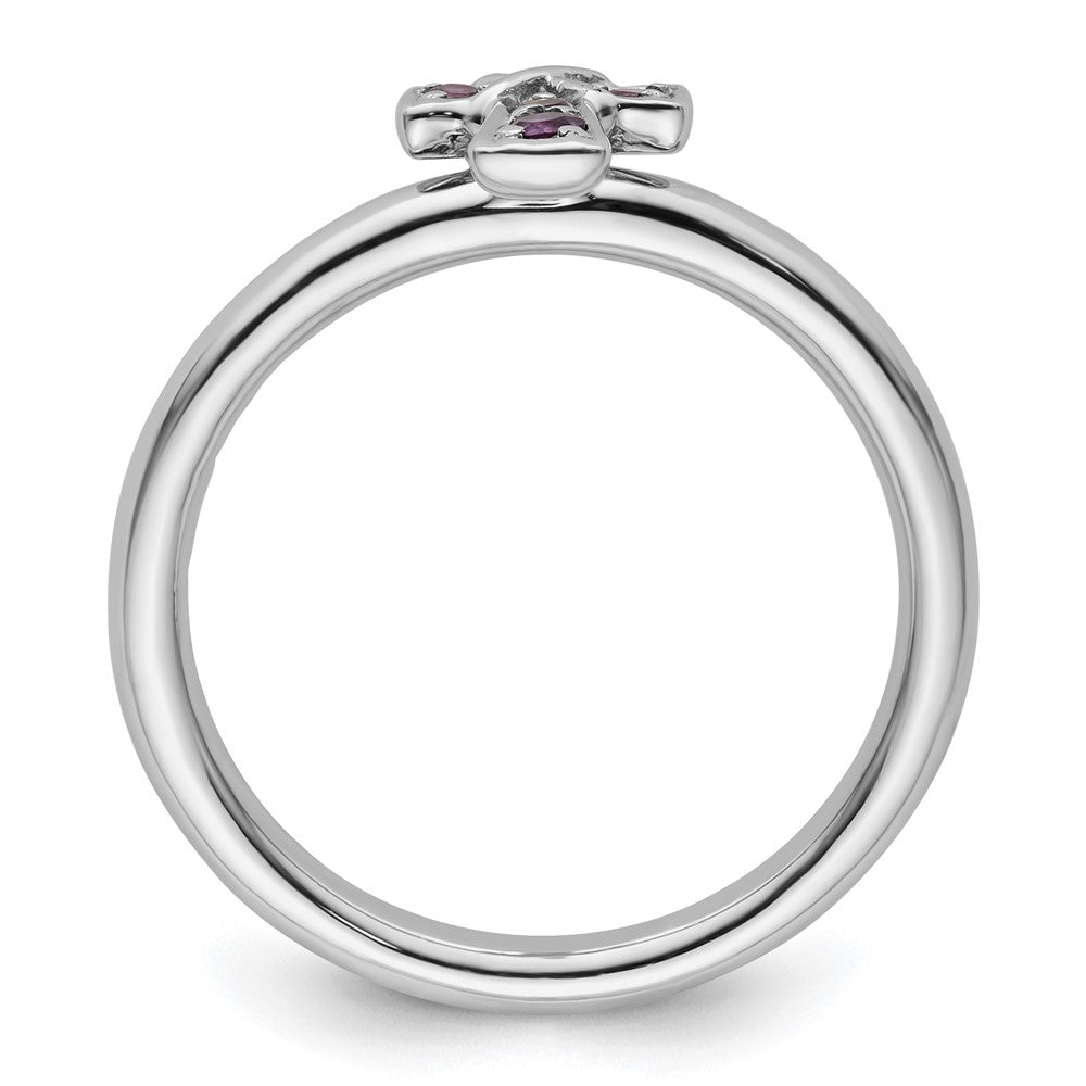 High-Quality Rhodium-Plated Sterling Silver Amethyst Cross Ring - Stylish Value