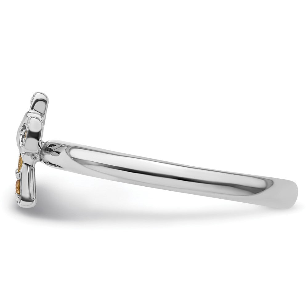 Shop Exclusive Rhodium-Plated Sterling Silver Citrine Cross Ring - Stylish & Affordable