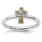 Shop Exclusive Rhodium-Plated Sterling Silver Citrine Cross Ring - Stylish & Affordable-1