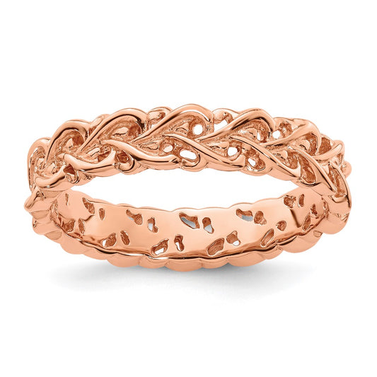 High-Quality Pink-Plated Sterling Silver Stackable Ring - Stylish Value!