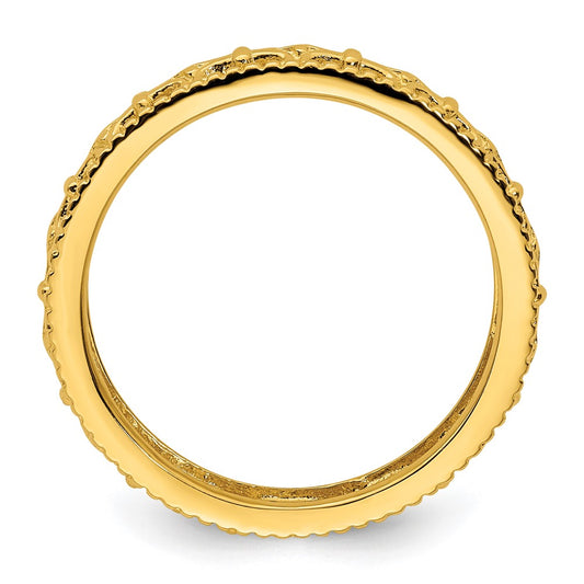 High-Quality Gold-Plated Carved Band - Stylish Stackable Sterling Silver Ring