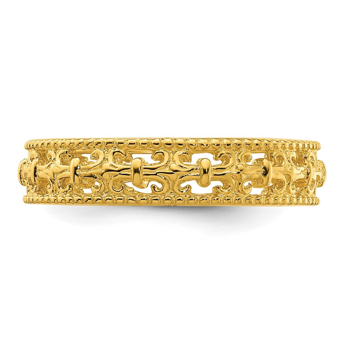 Buy Stylish Gold-Plated Carved Band in Sterling Silver - Stackable Expressions-3