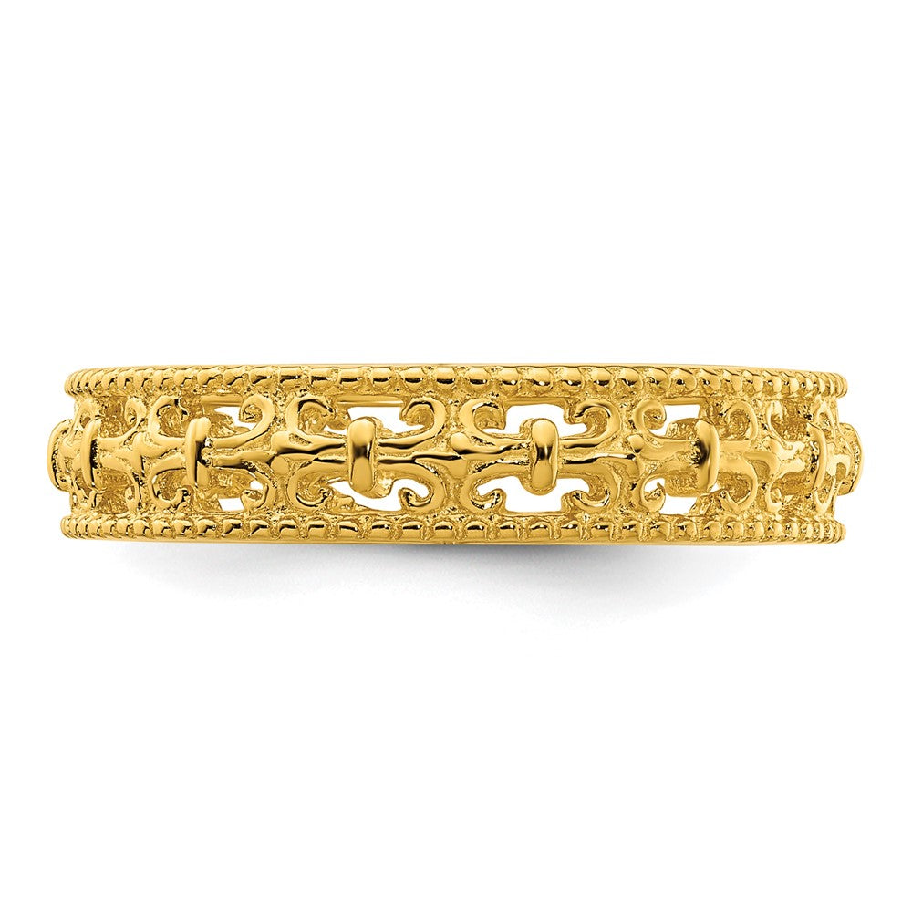 High-quality Gold-Plated Carved Band - Stylish Sterling Silver Stackable Expressions