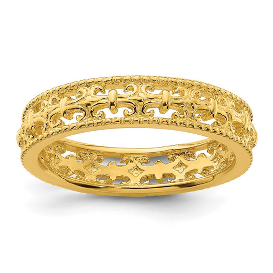 Buy Stylish Gold-Plated Carved Band in Sterling Silver - Stackable Expressions