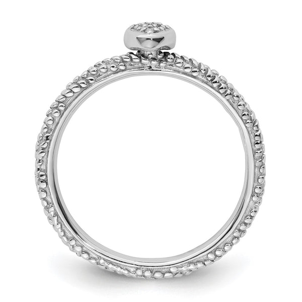 Textured Heart Ring in Sterling Silver with Diamond Accents - Stackable Expressions