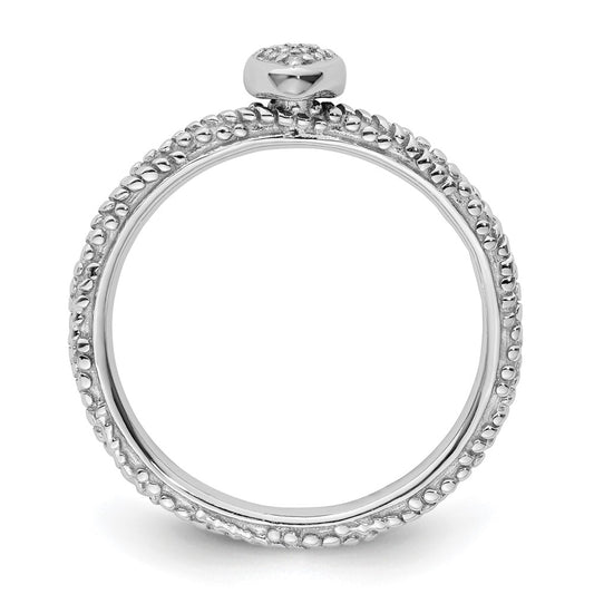 Exclusive Textured Heart Ring in Sterling Silver with Diamond Accents - Stylish Stackable Expressions