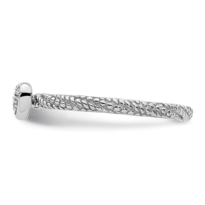 Exclusive Textured Heart Stackable Ring in Sterling Silver with Diamonds-3