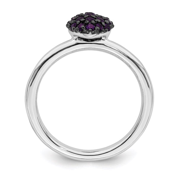 Sterling Silver Heart Ring with Amethyst - Stackable Expressions