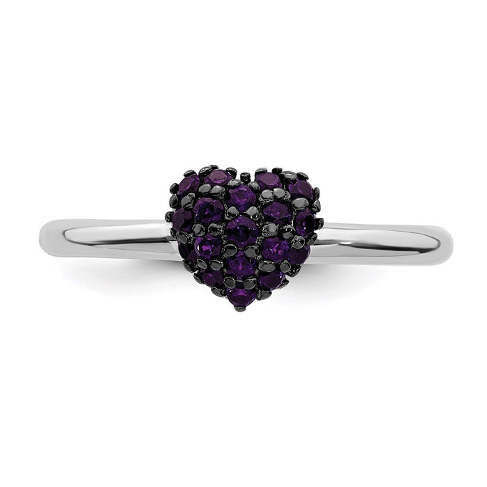Shop Stylish Sterling Silver Heart Ring with Amethyst - .85mm, Affordable!-4