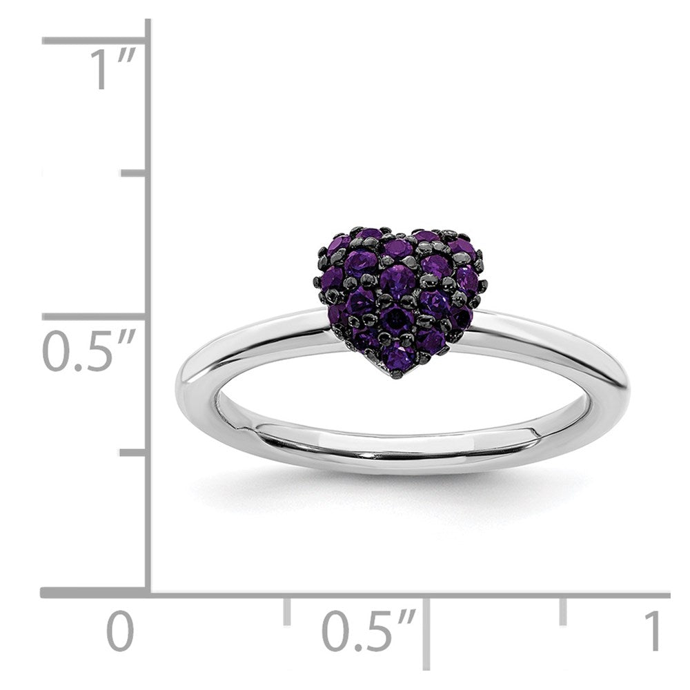 Shop Stylish Sterling Silver Heart Ring with Amethyst - .85mm, Affordable!
