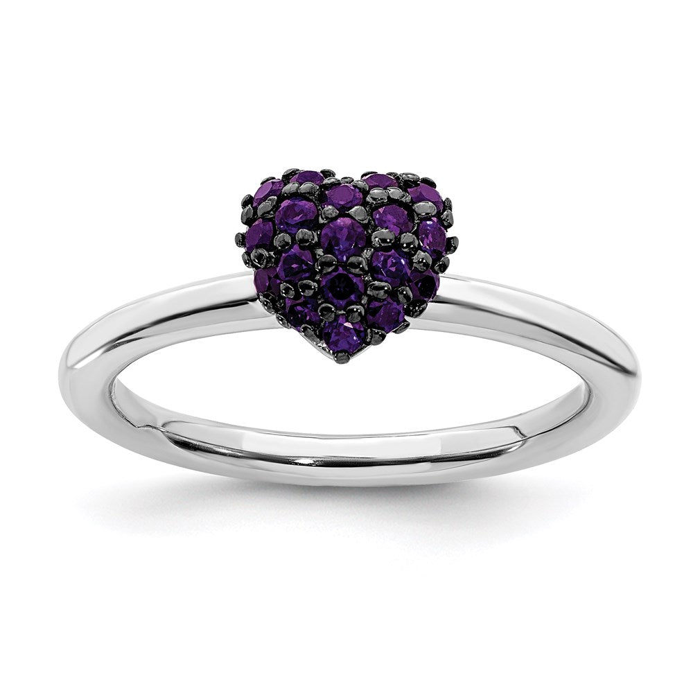 High-Quality Sterling Silver Heart Ring with Amethyst - Affordable Luxury Design
