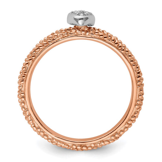 Buy Stylish Rose Gold Plated Heart Ring - Sterling Silver & Diamond Stackable