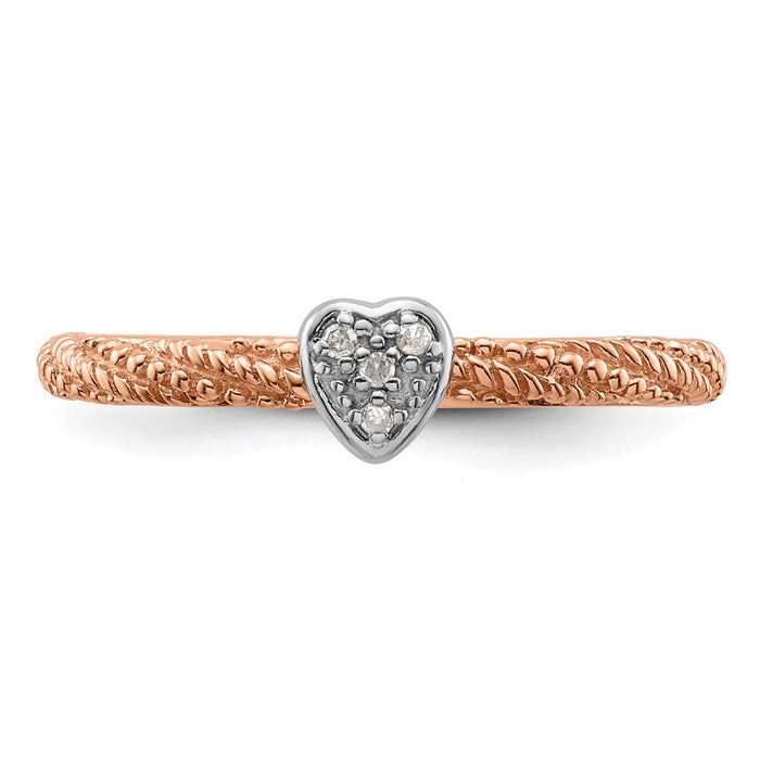 Exclusive Rose Gold Plated Heart Ring - Stylish Sterling Silver & Diamond Stackable-4