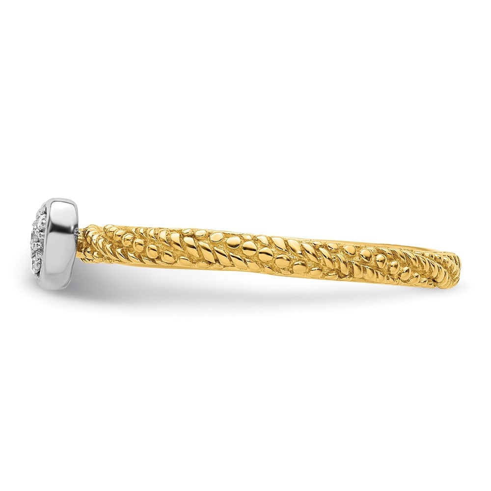 High-Quality Yellow Gold Plated Heart Ring, Stylish Sterling Silver & Diamond Stackable Design