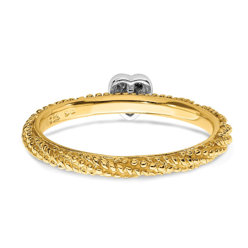 Buy Stylish Yellow Gold Plated Heart Ring with Sterling Silver & Diamond