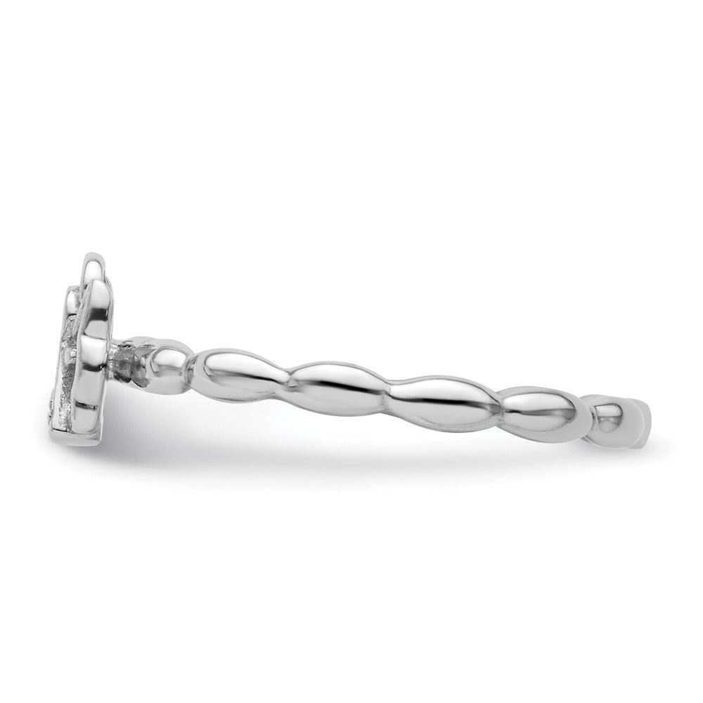 Buy Stylish Polished Sterling Silver Stackable Angel Ring with Diamonds