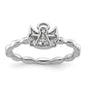 Shop Exclusive Polished Sterling Silver Stackable Diamond Halo Ring - Stylish Value-2