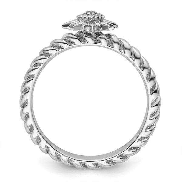 Sterling Silver Stackable Diamond Star Ring