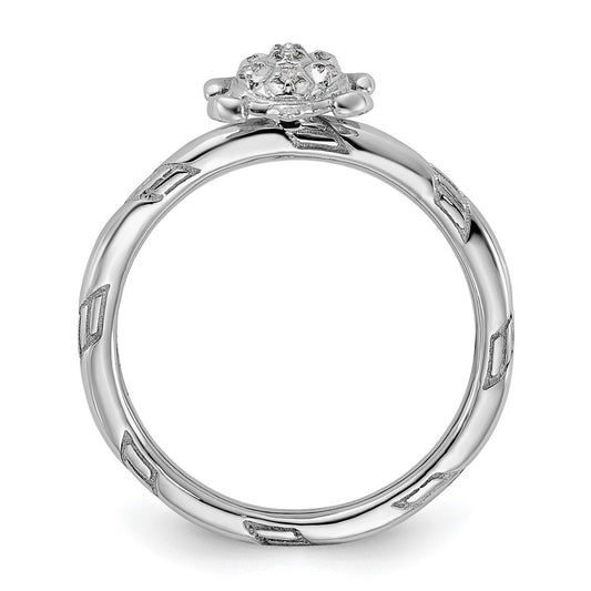 High-Quality Sterling Silver Diamond Turtle Stackable Ring - Stylish Value!