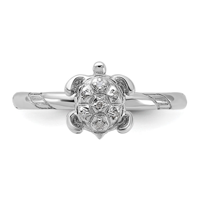 High-quality Sterling Silver Diamond Turtle Stackable Ring | Stylish Value Deal-4
