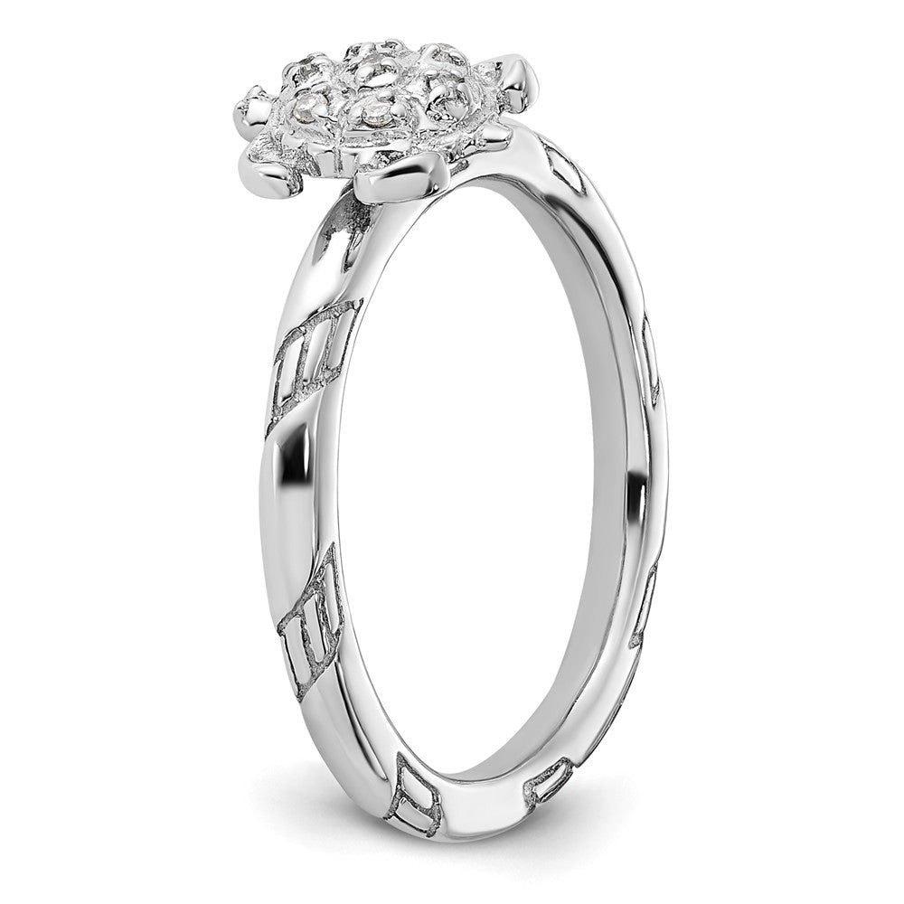 High-quality Sterling Silver Diamond Turtle Stackable Ring | Stylish Value Deal