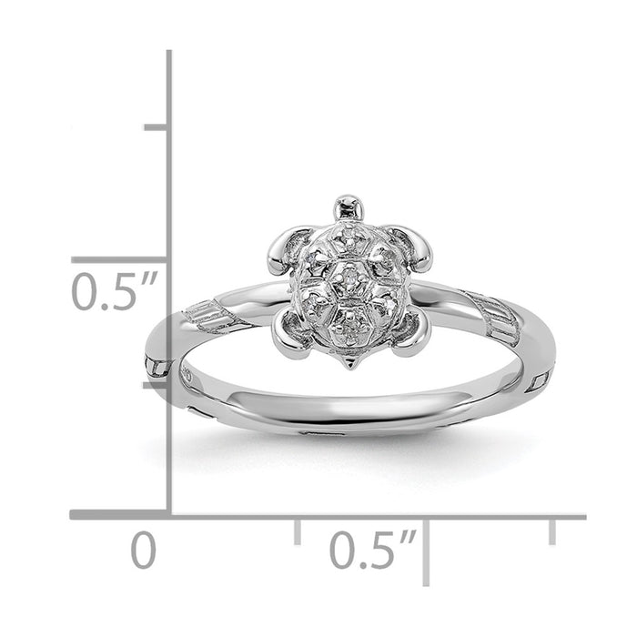 Shop Stylish Sterling Silver Diamond Turtle Stackable Ring - 14K Gold Finish-5