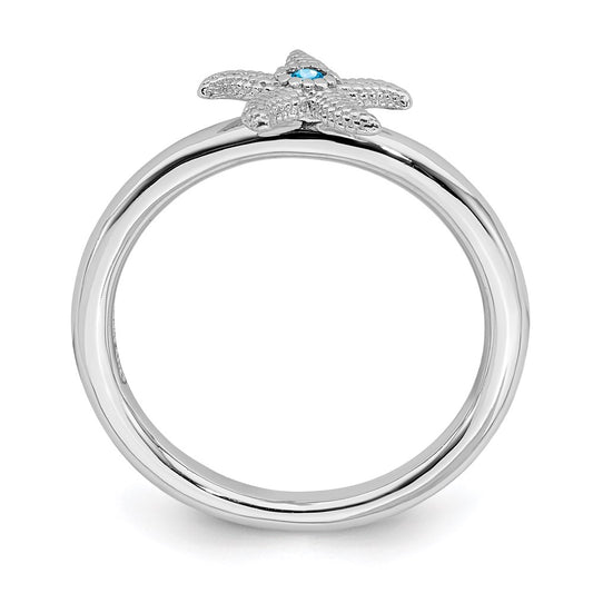 Shop Stylish Sterling Silver Stackable Blue Topaz Starfish Ring - Affordable Elegance