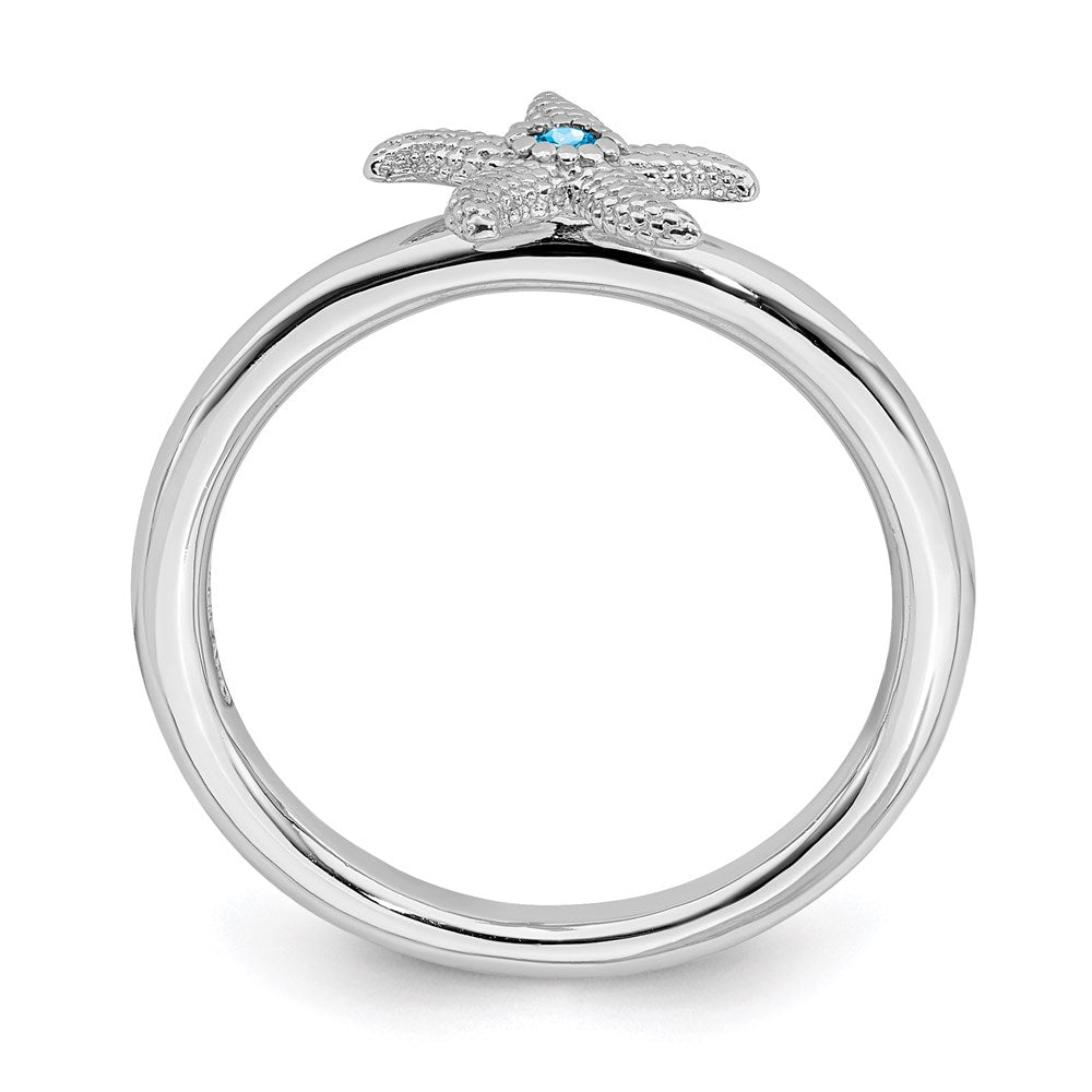 Buy Exclusive Sterling Silver Stackable Blue Topaz Starfish Ring - Stylish Design