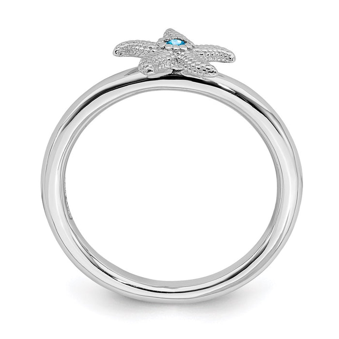 Buy Exclusive Sterling Silver Stackable Blue Topaz Starfish Ring - Stylish Design-2