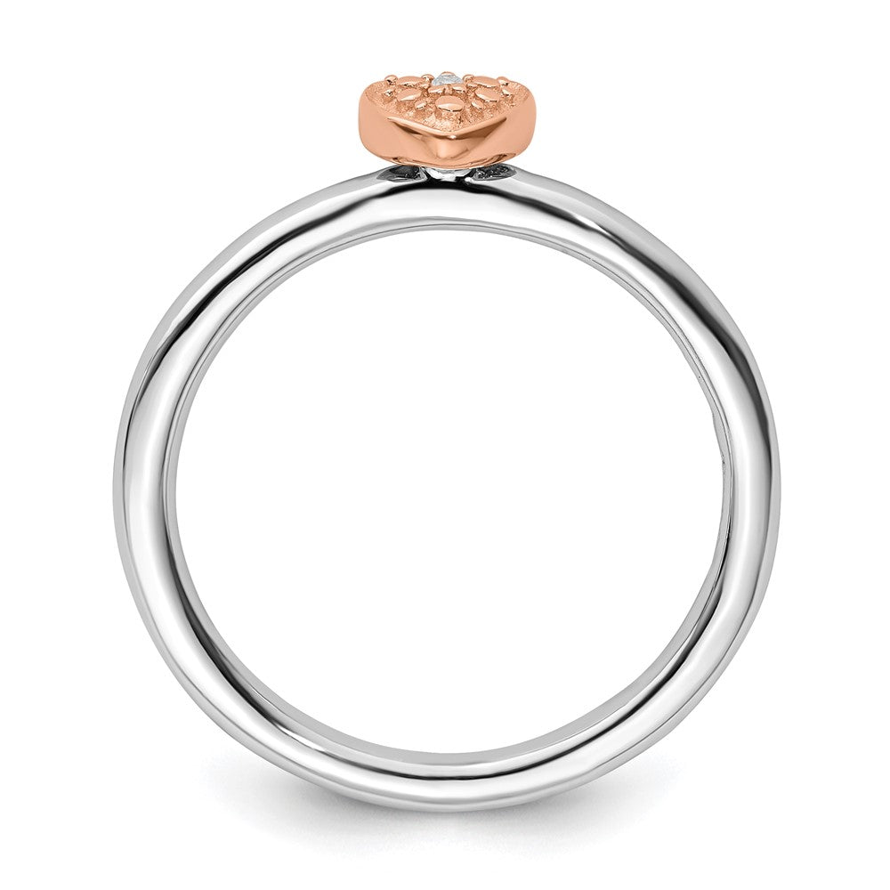 Designer Stackable Expressions Diamond Heart Ring - 14K Rose Gold Plated, Stylish Value