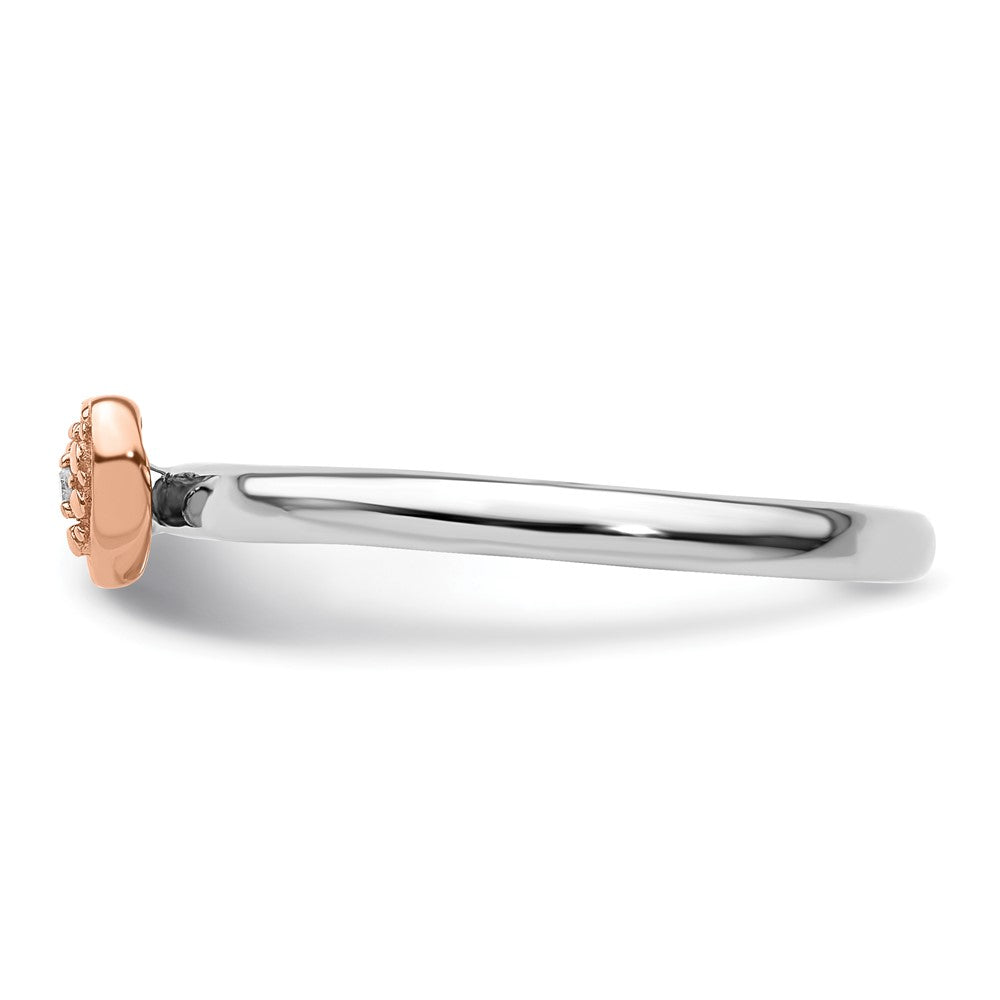 Shop Stylish Stackable Expressions Diamond Heart Ring - Sterling Silver, Rose Gold Plated