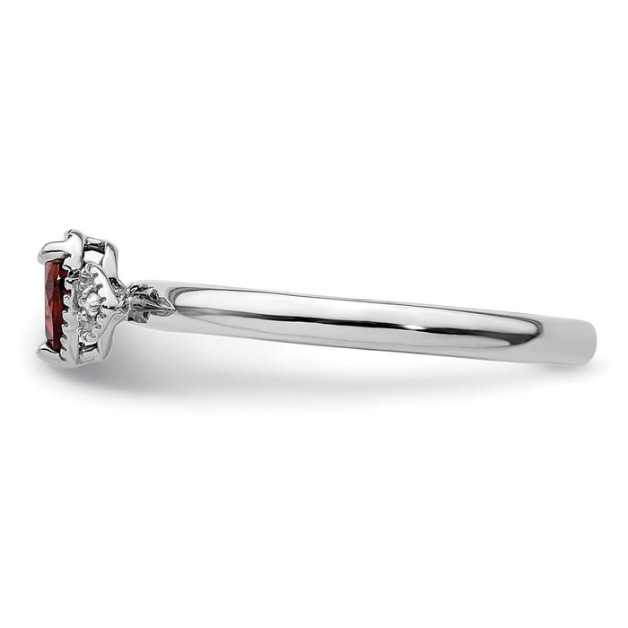 High-Quality Sterling Silver Stackable Heart Ring with Garnet & Diamonds | Stylish Value-3