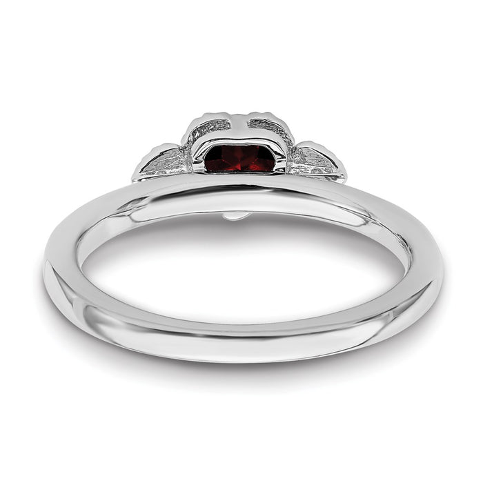 High-Quality Sterling Silver Stackable Heart Ring with Garnet & Diamonds | Stylish Value-5