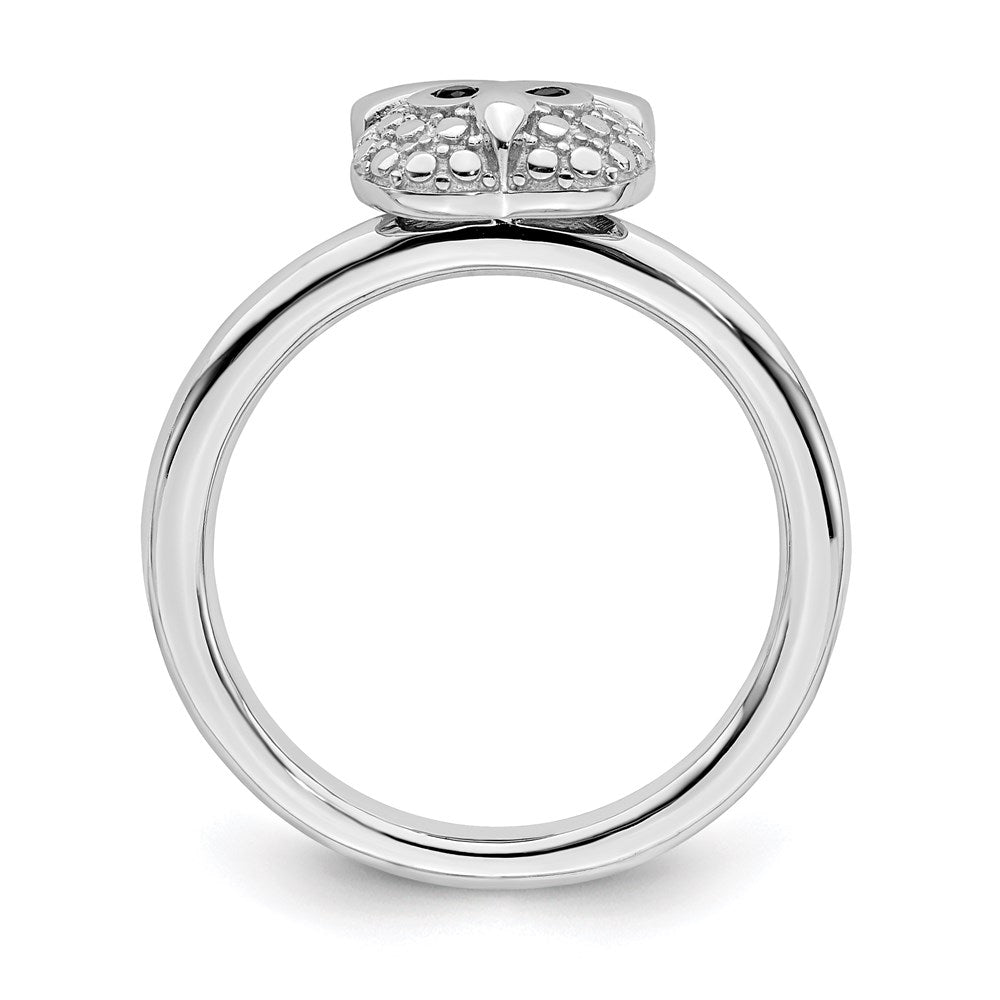 Exclusive Polished Onyx Owl Ring in Sterling Silver - Stylish Stackable Design