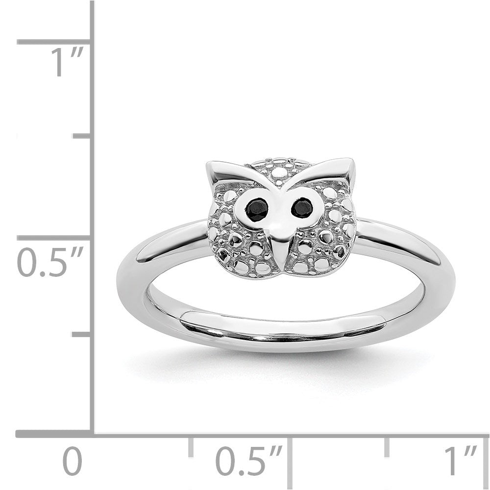 Exclusive Polished Onyx Owl Ring in Sterling Silver - Stylish Stackable Design