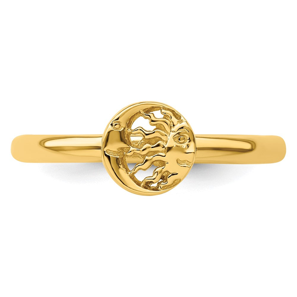 Buy Stylish Sterling Silver Stackable Ring with Gold Plating - Sun & Moon